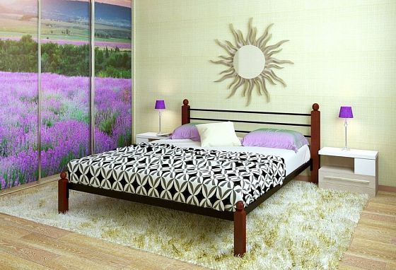 Кровать "Милана Lux" 1800 мм (ламели) - В интерьере, цвет: Черный/Коричневый (дерево)