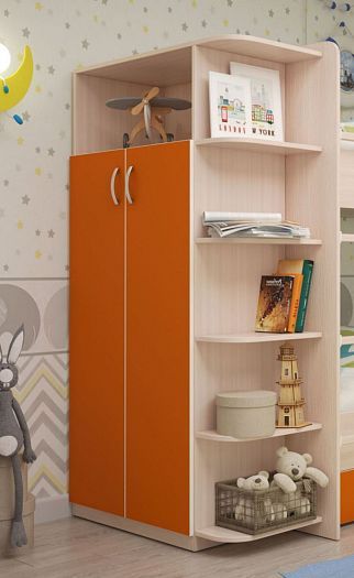 Шкаф "Мая" Цвет: Млечный Дуб/Оранж