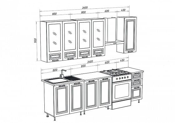 Кухня "Констанция Графит" 2000/900 - Схема