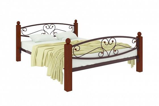 Кровать "Каролина Lux Plus" 1400 мм (ламели) - Цвет: Коричневый/Коричневый (дерево)