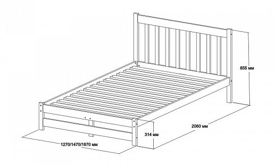 Кровать двуспальная "Аист-9" (1200*2000 мм) - Кровать двуспальная "Аист-9" (1200*2000 мм), схема