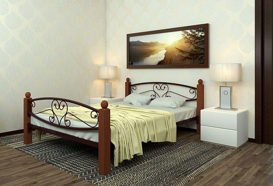 Кровать "Каролина Lux Plus" 1400 мм (ламели) - В интерьере, цвет: Коричневый/Коричневый (дерево)