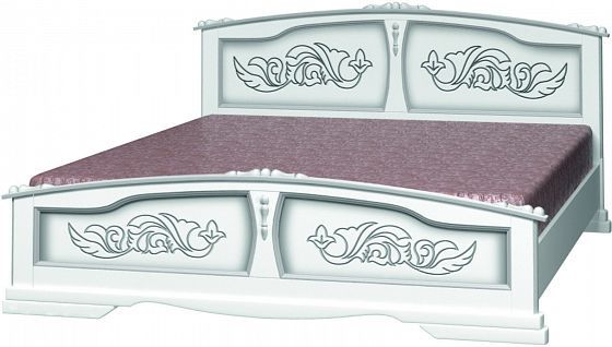 Кровать "Елена" 1600 мм + ламели - Цвет: Белый жемчуг