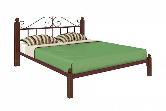 Кровать "Диана Lux" 1200 мм (ламели) - Цвет: Коричневый/Коричневый (дерево)