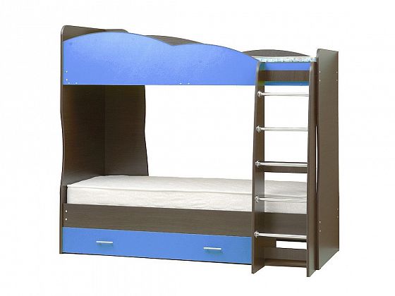 Кровать детская двухъярусная "Юниор-2.1" - Кровать детская двухъярусная "Юниор-2.1", Цвет: Венге/Син