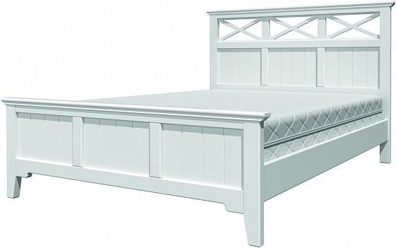 Кровать "Грация-5" 1600 мм с карнизом + ламели - Цвет: Белый античный