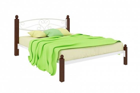 Кровать "Каролина Lux" 1400 мм (ламели) - Цвет: Белый/Коричневый (дерево)