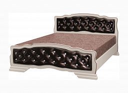 Кровать "Карина-10" с элементами экокожи 1400 мм (ламели)