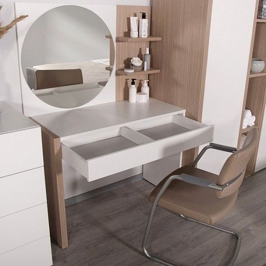 Модульная спальня "Лира" - Туалетный стол и зеркало, цвет: Дуб Андреа/Белый