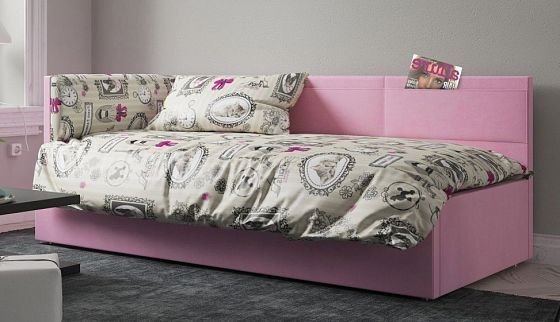 Диван-кровать "Лира" 900 мм левый - Диван-кровать "Лира" 900 мм левый, Цвет: Велюр Lovely 45 Розовый