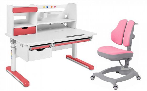 Комплект парта "Sentire" и кресло "Diverso" - Цвет: Розовый/Розовый (ткань)