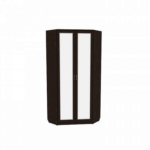 Шкаф угловой со штангой и полками Арт. 401 (2 зеркальные двери), Цвет: Венге