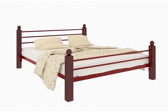 Кровать "Милана Lux Plus" 1800 мм (ламели) - Цвет: Красный/Коричневый (дерево)