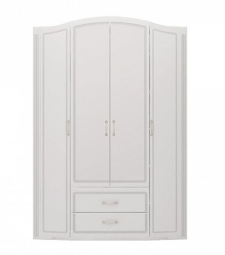 Шкаф для одежды 4-х дв. с ящик. без зеркала "Виктория" №2 Цвет: Белый глянец