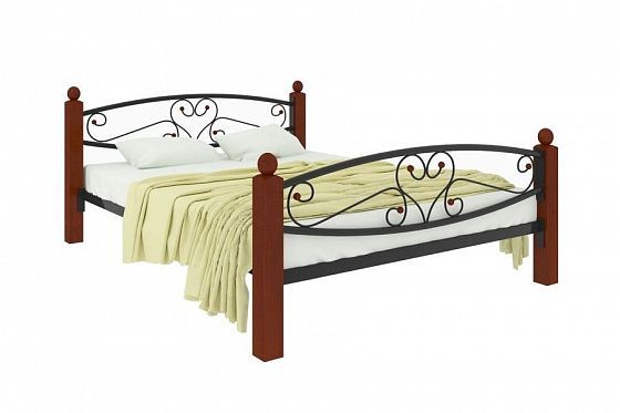 Кровать "Каролина Lux Plus" 1400 мм (ламели) - Цвет: Черный/Коричневый (дерево)