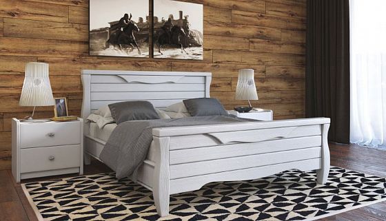 Кровать "Манхэттен-2" 1600 мм + ламели - Цвет: Белый античный