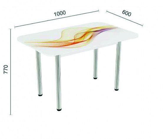 Стол прямоугольный нераздвижной стеклянный с фотопечатью (подстолье Прямое хром) - Волна (фотопечать