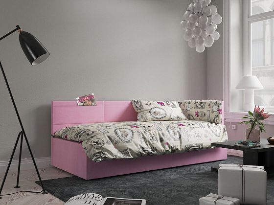 Диван-кровать "Лира" 900 мм правый - Диван-кровать "Лира" 900 мм правый, Цвет: Велюр Lovely 45 Розов
