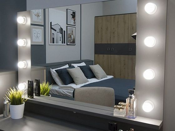 Модульная спальня "Дельта" - Зеркало, цвет: Серый/Дуб Итальянский/Графит