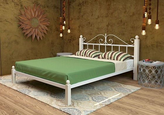 Кровать "Диана Lux" 1200 мм (ламели) - В интерьере, цвет: Белый/Белый (дерево)
