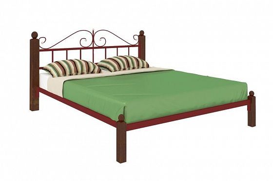 Кровать "Диана Lux" 1200 мм (ламели) - Цвет: Красный/Коричневый (дерево)