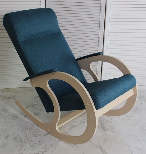 Кресло-качалка с подлокотниками "Техномебель" Кожзам, Цвет: Дуб Млечный/Бирюза