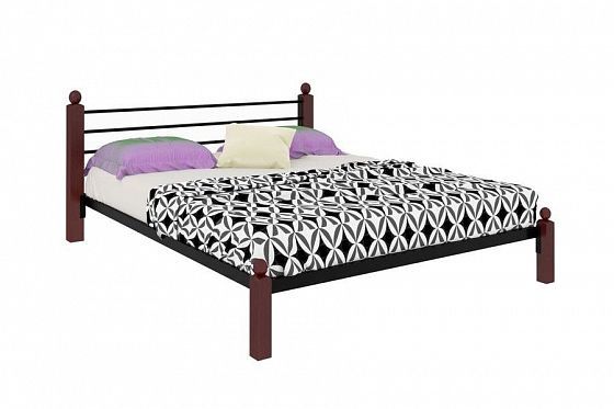 Кровать "Милана Lux" 1800 мм (ламели) - Цвет: Черный/Коричневый (дерево)