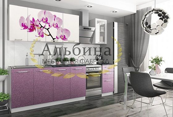 Кухня "Орхидея" 2000 - Кухня "Орхидея" 2000, Цвет: Белый / Фиолетовый