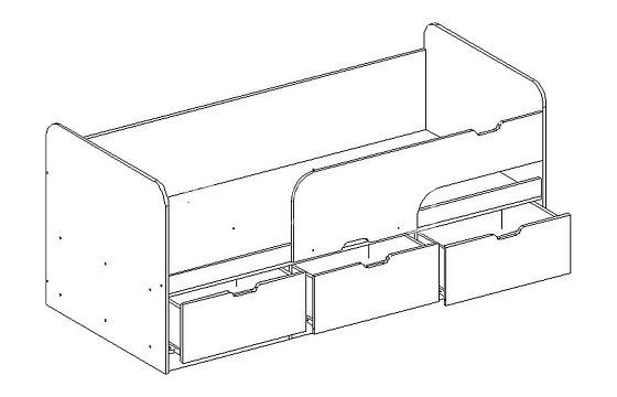 Кровать "Юниор-9" 1600 правая (МДФ) - Схема