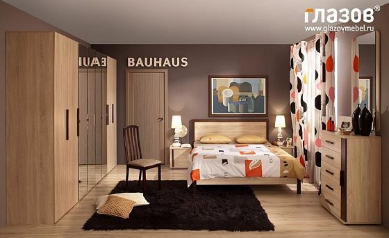 Спальня "BAUHAUS" (Баухаус) Цвет: Дуб Сонома/Орех Шоколадный