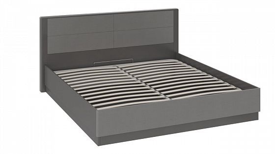 Кровать "Наоми" 1600 с ПМ + спинка кровати - Фон серый/Джут