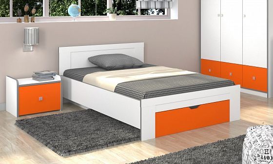 Кровать "Дельта-Сильвер" 19.2 - Белый/Оранжевый