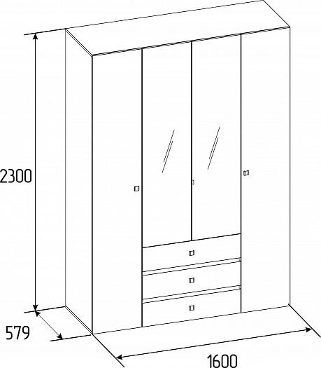 Шкаф для одежды и белья 555 "Neo" - Схема