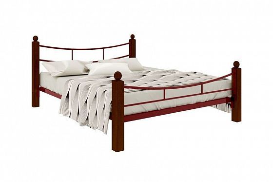 Кровать "София Lux Plus" 1400 мм (ламели) - Цвет: Красный/Коричневый (дерево)
