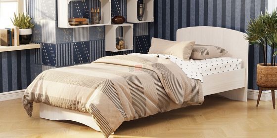 Кровать-2 "Фант" с одной фигурной спинкой 800*1900 мм - В интерьере, цвет: Ясень Анкор светлый