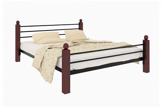 Кровать "Милана Lux Plus" 1800 мм (ламели) - Цвет: Черный/Коричневый (дерево)
