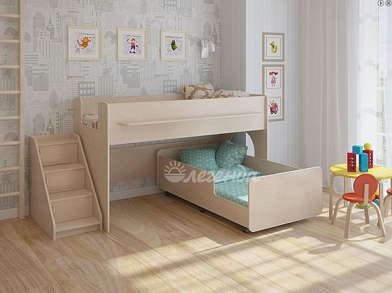 Детская выкатная двухъярусная кровать "Легенда 23.4" Цвет: Венге светлый