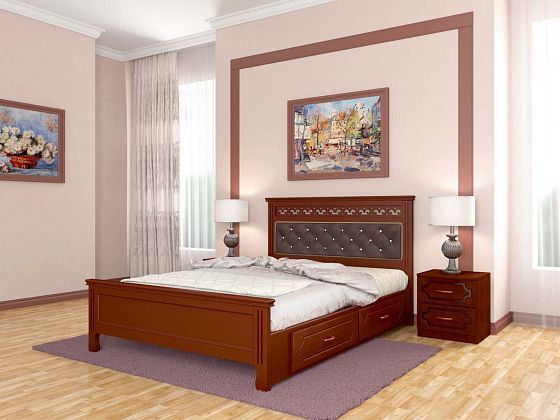 Кровать "Грация" 1600 мм с 2 ящиками (ламели) - Кровать "Грация" 1600 мм с 2 ящиками (ламели), Цвет: