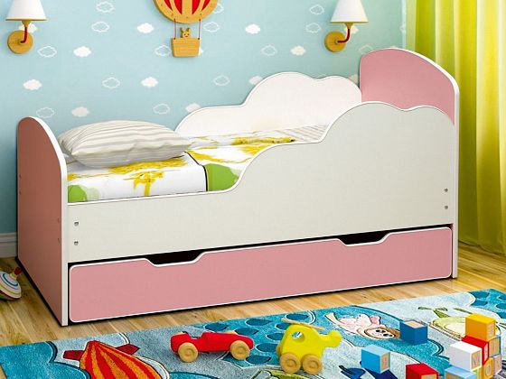 Кровать детская "Облака №1" 700*1400 мм - Кровать детская "Облака №1" 700*1400 мм, Цвет: Белый/Светл