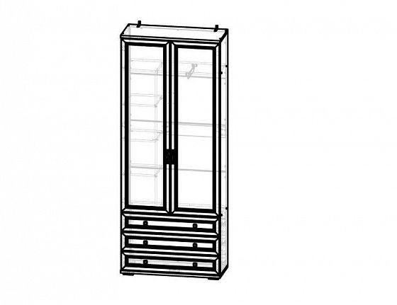 Шкаф 2-х створчатый с 3 ящиками и зеркальными дверями "Александрия" ШК-109 - Схема