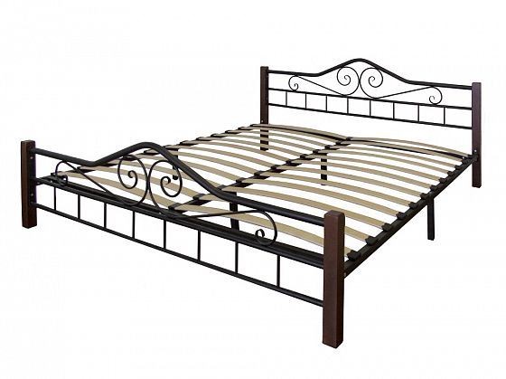 Кровать "Сартон-1" 1600 мм - Кровать Сартон-1 1600, Цвет: черный / средне-коричневый