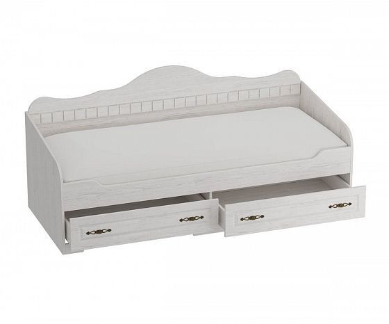 Кровать с ящиками "Прованс" - В раскрытом виде, цвет: Бодега Белая/Патина Премиум