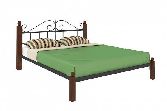 Кровать "Диана Lux" 1200 мм (ламели) - Цвет: Черный/Коричневый (дерево)