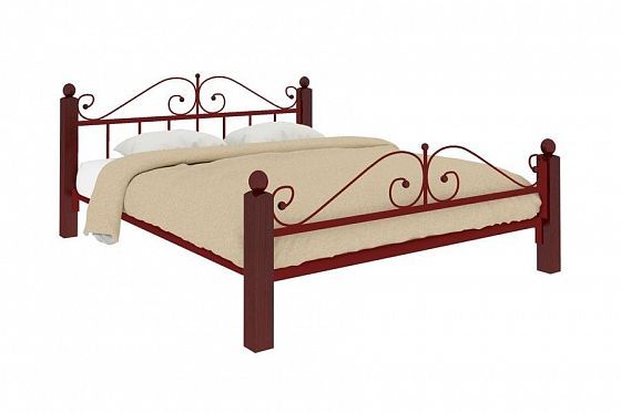 Кровать "Диана Lux Plus" 1800 мм (ламели) - Цвет: Красный/Коричневый (дерево)