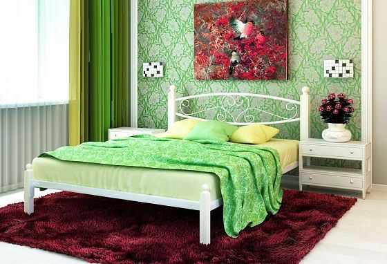 Кровать "Каролина Lux" 1400 мм (ламели) - В интерьере, цвет: Белый/Белый (дерево)