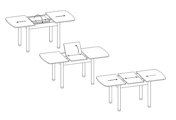 Стол обеденный раскладной СО-3м - Стол обеденный раскладной СО-3м - схема