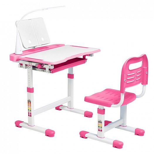 Комплект с партой и стулом "Vanda" (с лампой) - Цвет: Розовый