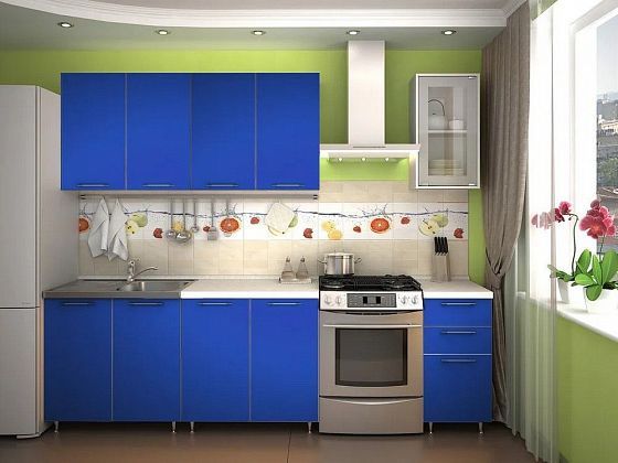 Кухня "Радуга" 2,0 м (фасад цветной) - Цвет: Морской Синий