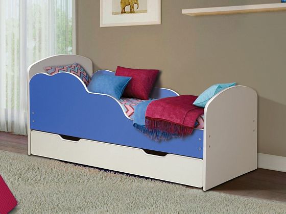 Кровать детская "Облака №2" 700*1400 мм - Кровать детская "Облака №2" 700*1400 мм, Цвет: Белый/Синий