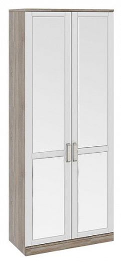 Шкаф для одежды (580) с 2-мя зеркальными дверями "Прованс" СМ-223.07.004 Цвет: Дуб Сонома трюфель/Крем